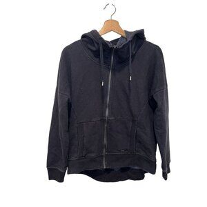 Athleta Womens Black Full-Zip Hoodie Sweatshirt Size Medium